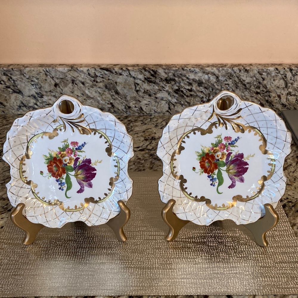 Vintage unique shape flower plates Heirloom by TOYO set of 2 - Picture 1 of 8